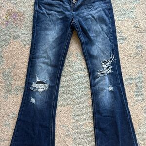 KanCan Dark Blue Distressed Flare Jeans